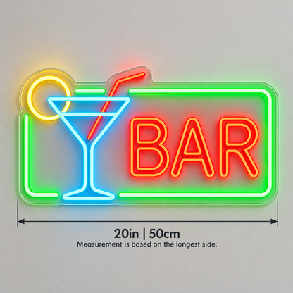 Bar Cocktail Glass Frame LED Neon Sign