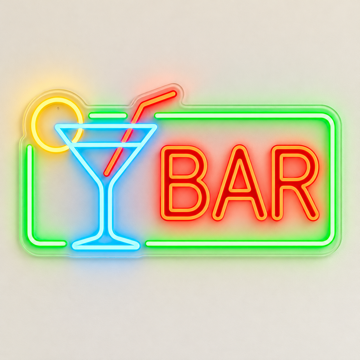 Bar Cocktail Glass Frame LED Neon Sign
