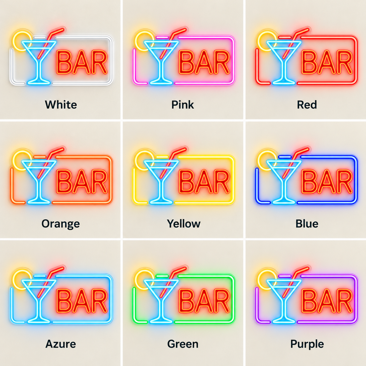 Bar Cocktail Glass Frame LED Neon Sign