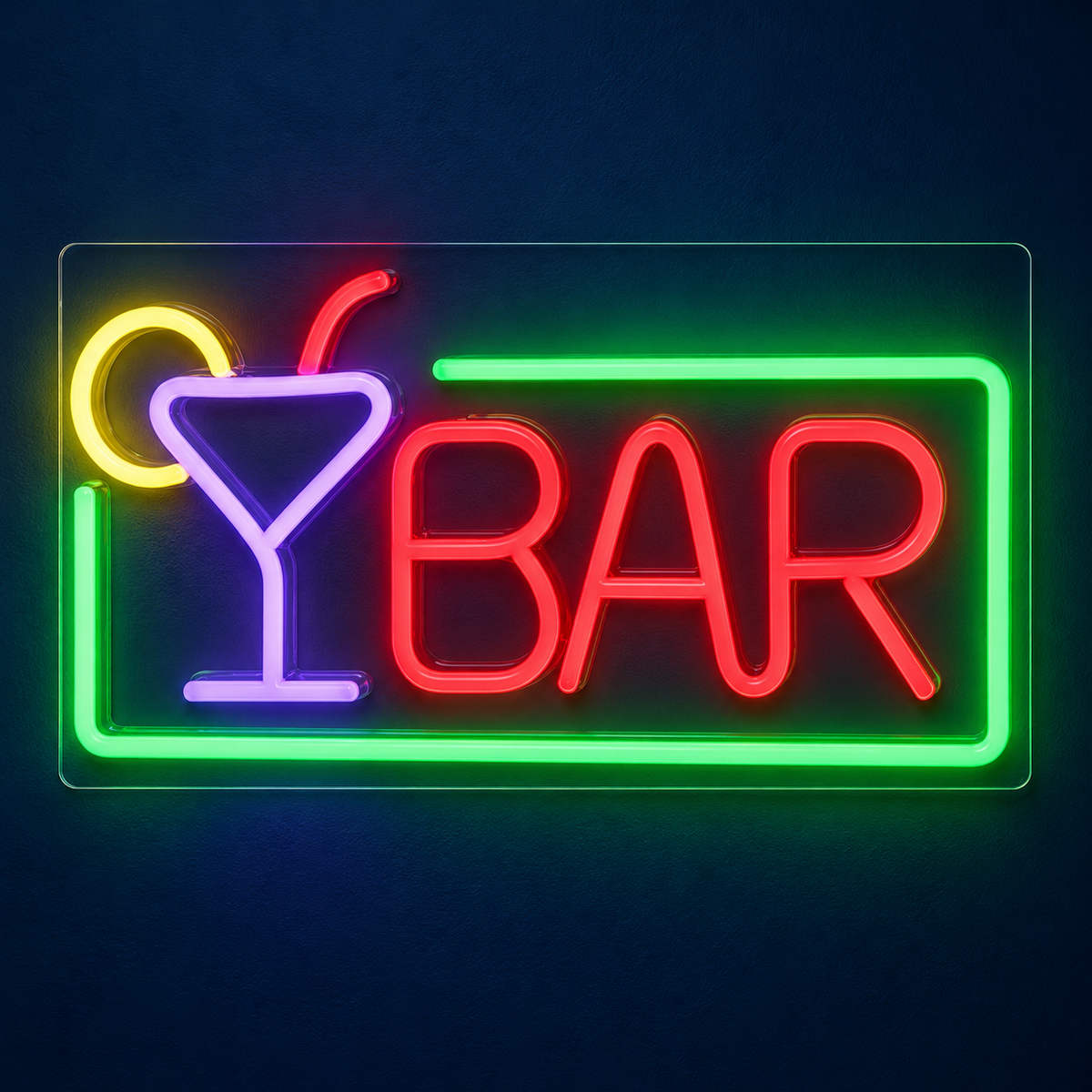 Bar Cocktail Glass Frame LED Neon Sign