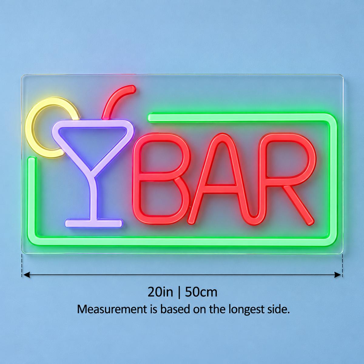 Bar Cocktail Glass Frame LED Neon Sign