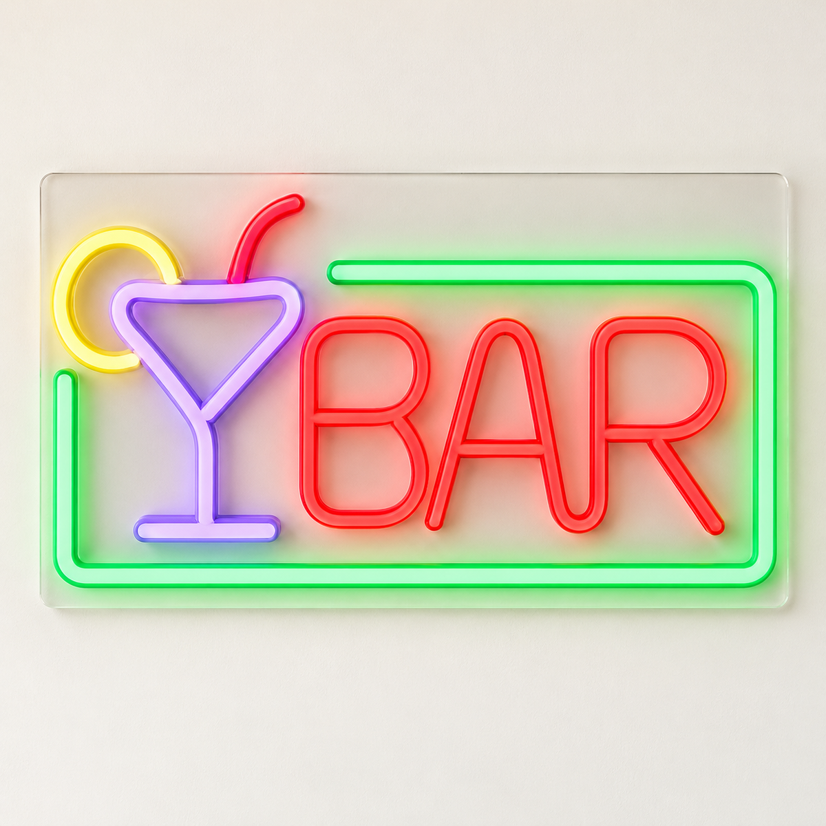Bar Cocktail Glass Frame LED Neon Sign