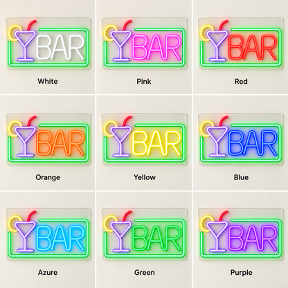 Bar Cocktail Glass Frame LED Neon Sign
