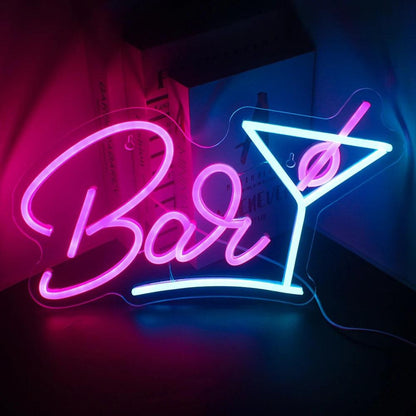 Bar Cocktail Glass Pink Blue Led Neon Sign For Lounge Cafe Decor | Shineneon