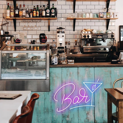 Bar Cocktail Glass Pink Blue Led Neon Sign For Lounge Cafe Decor | Shineneon