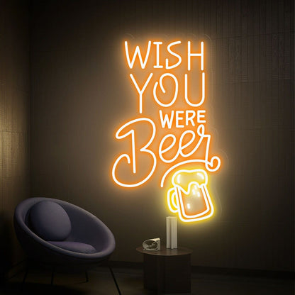 Bar Game Room Wish You Were Beer Led Neon Sign - Shineneon