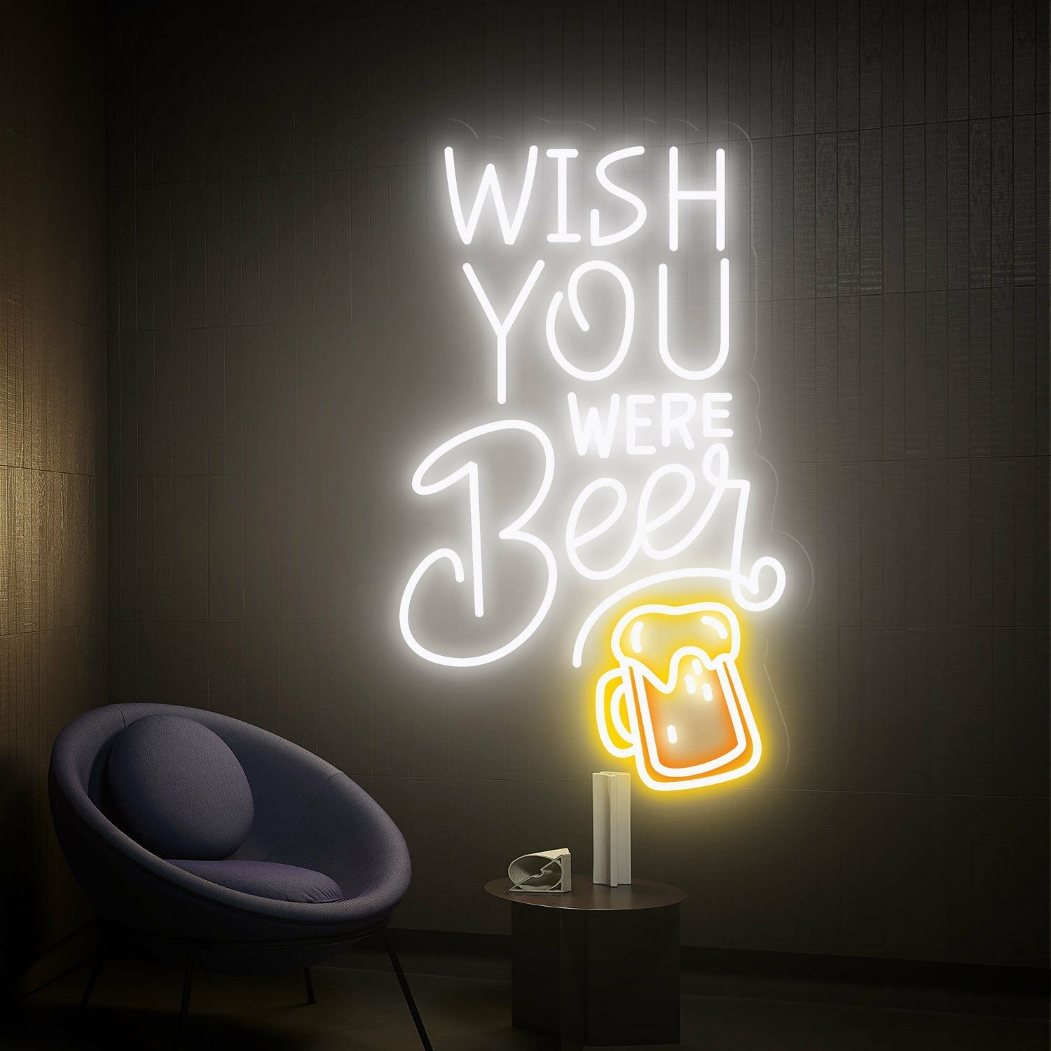 Bar Game Room Wish You Were Beer Led Neon Sign - Shineneon