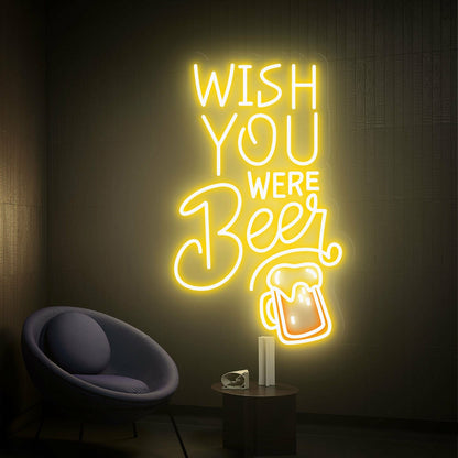 Bar Game Room Wish You Were Beer Led Neon Sign - Shineneon