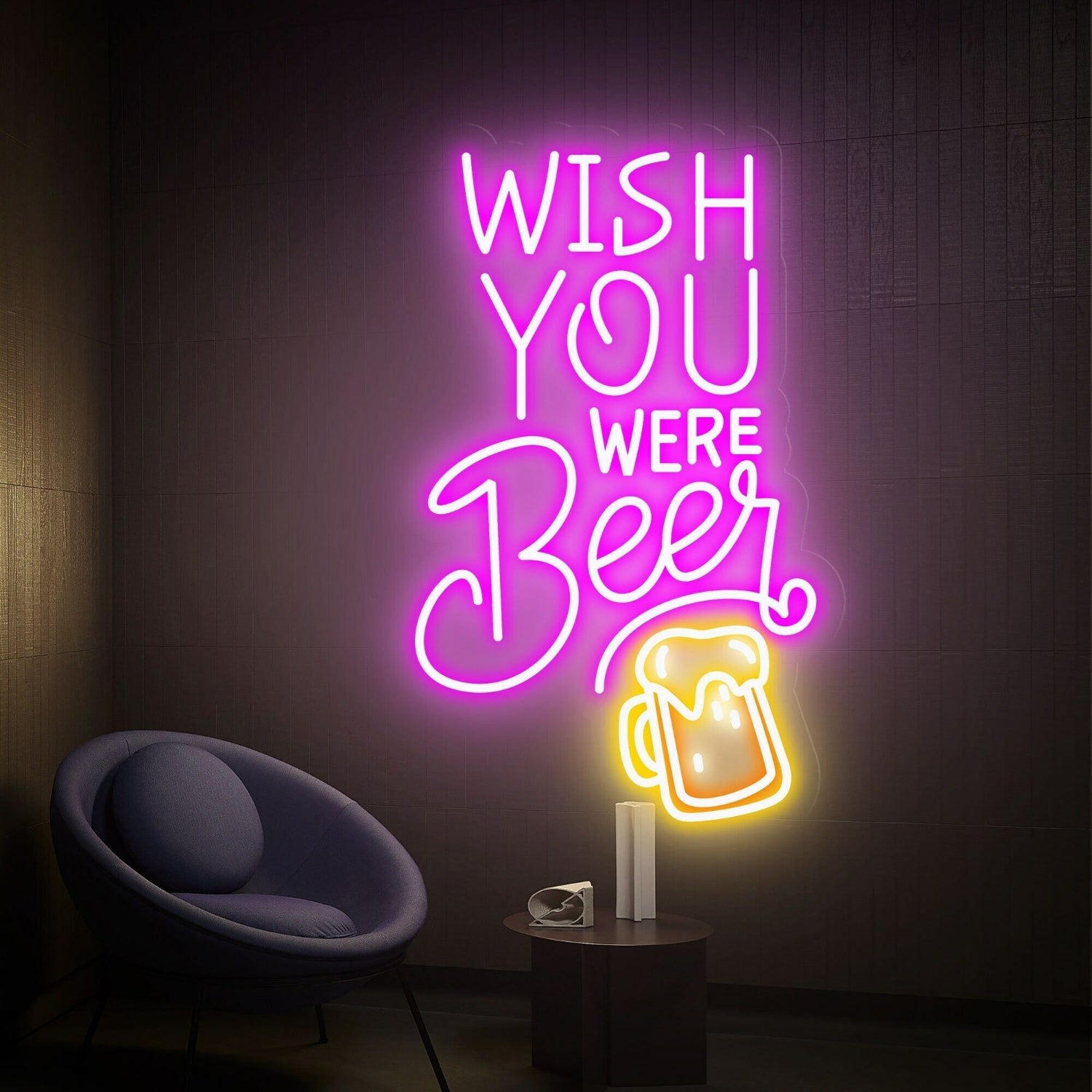 Bar Game Room Wish You Were Beer Led Neon Sign - Shineneon
