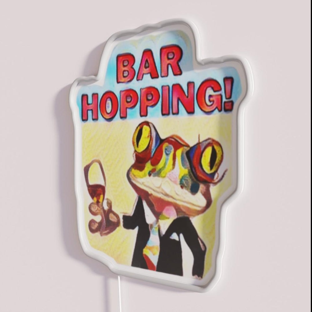 Bar Hopping Rgb Led Neon Sign - Neon sign mounted on wall in room