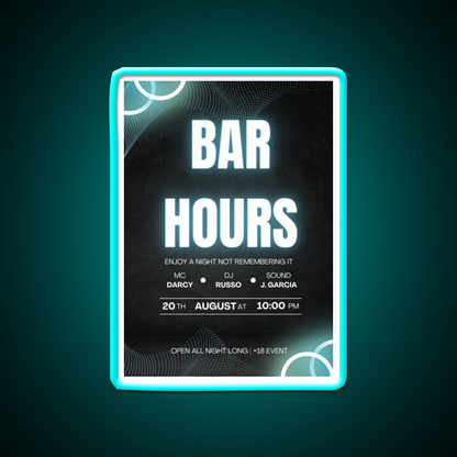 Bar Hours Tshirt Desgin Man Cave Bar Led Neon Sign Rgb Color