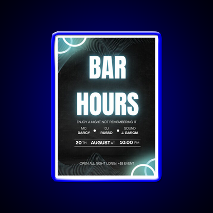 Bar Hours Tshirt Desgin Man Cave Bar Led Neon Sign Rgb Color