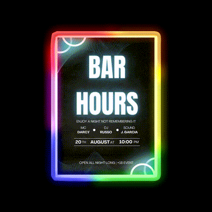 Bar Hours Tshirt Desgin Man Cave Bar Led Neon Sign Rgb Color
