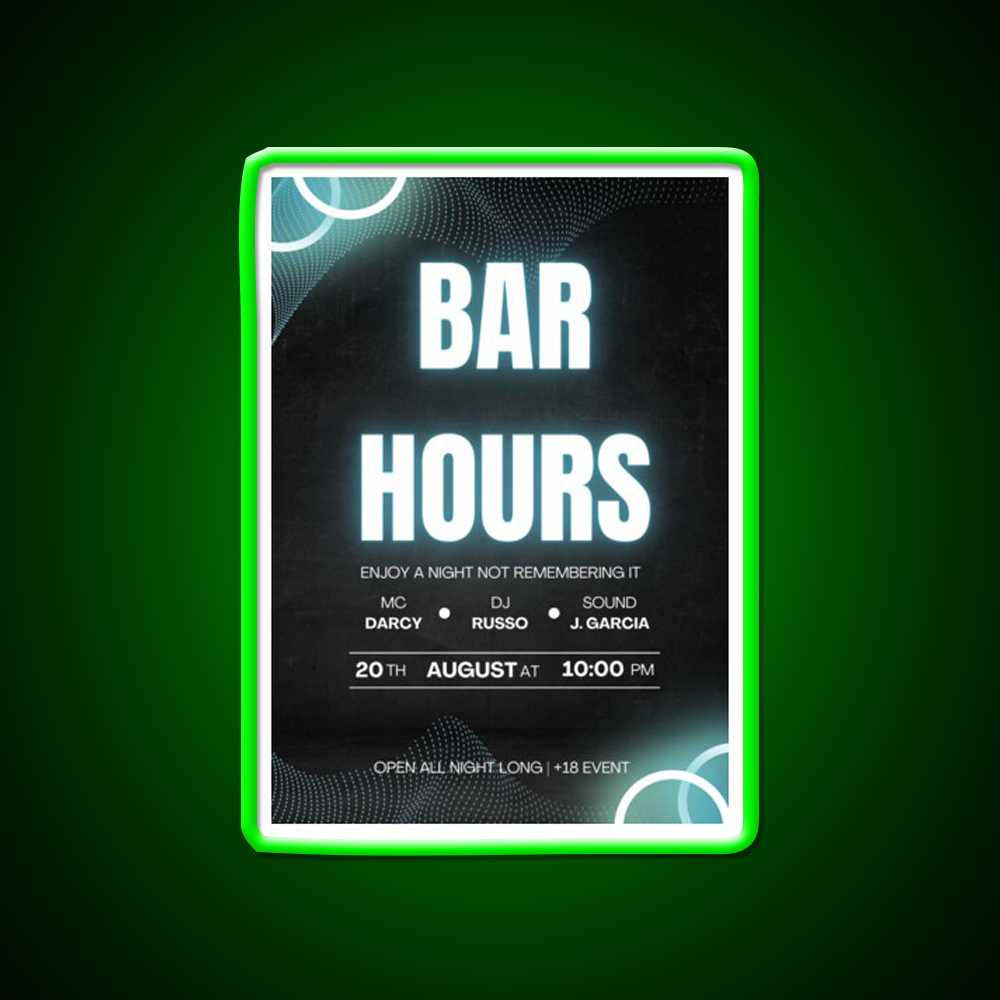 Bar Hours Tshirt Desgin Man Cave Bar Led Neon Sign Rgb Color