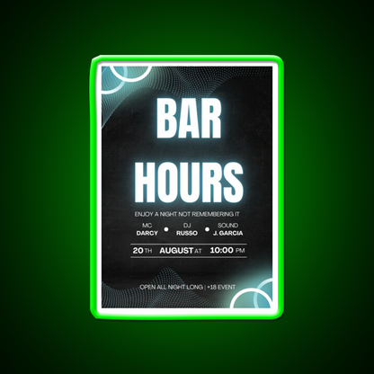 Bar Hours Tshirt Desgin Man Cave Bar Led Neon Sign Rgb Color