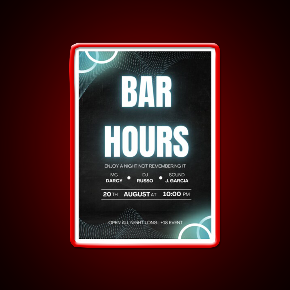 Bar Hours Tshirt Desgin Man Cave Bar Led Neon Sign Rgb Color