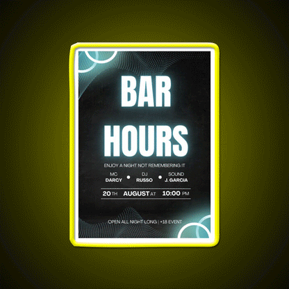 Bar Hours Tshirt Desgin Man Cave Bar Led Neon Sign Rgb Color