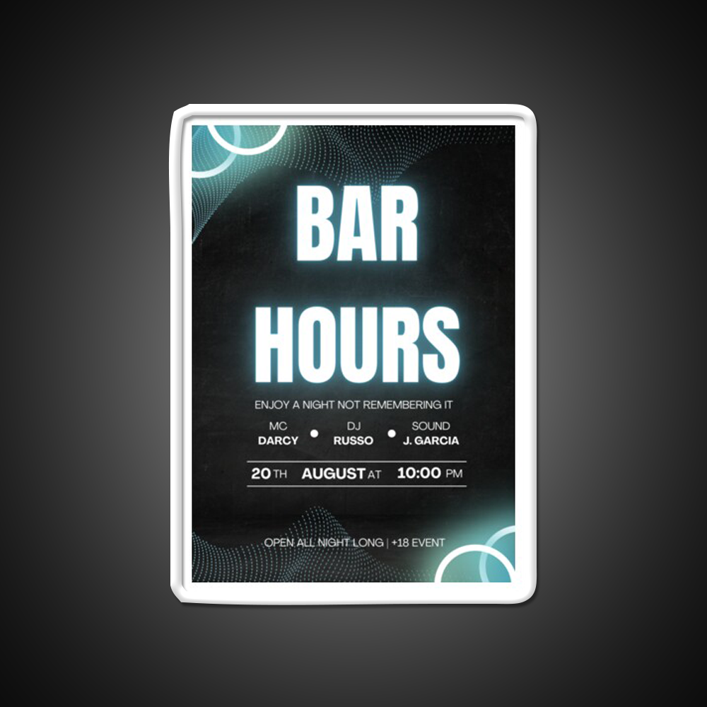 Bar Hours Tshirt Desgin Man Cave Bar Led Neon Sign Rgb Color