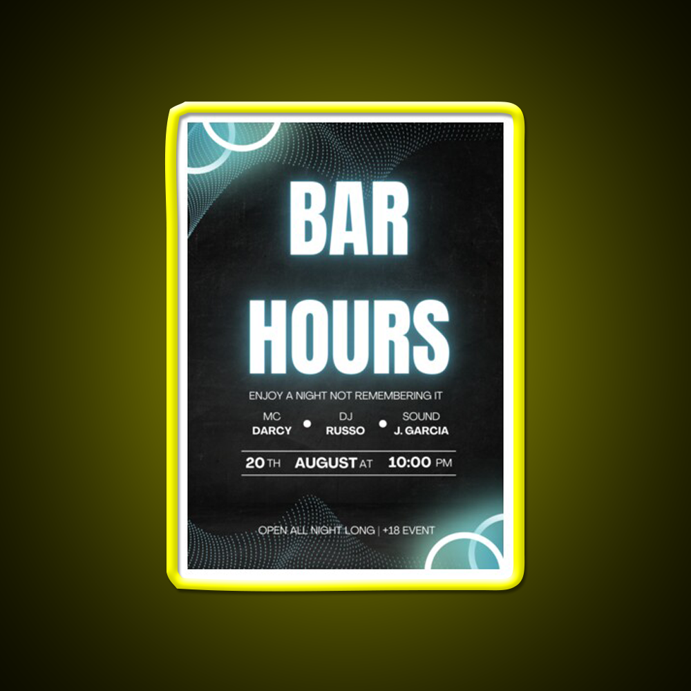 Bar Hours Tshirt Desgin Man Cave Bar Led Neon Sign Rgb Color