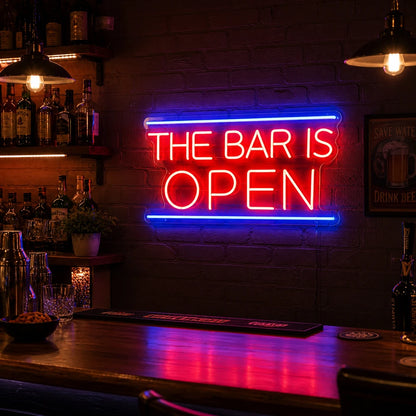 Bar Is Open Neon Sign Wall Art LED Neon Sign real lifestyle scene