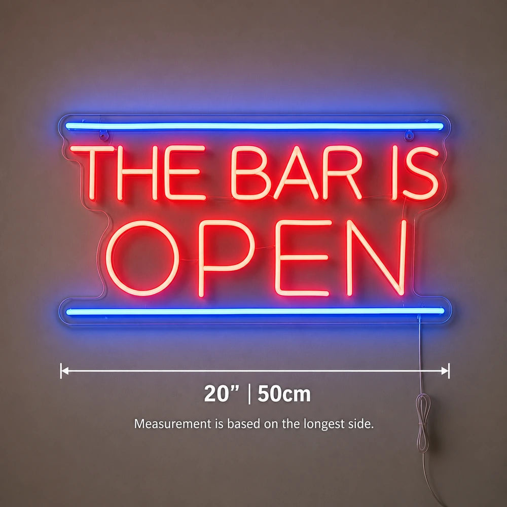 Bar Is Open Neon Sign Wall Art LED Neon Sign size image