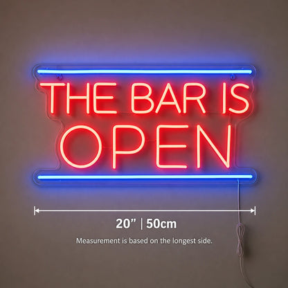 Bar Is Open Neon Sign Wall Art LED Neon Sign size image