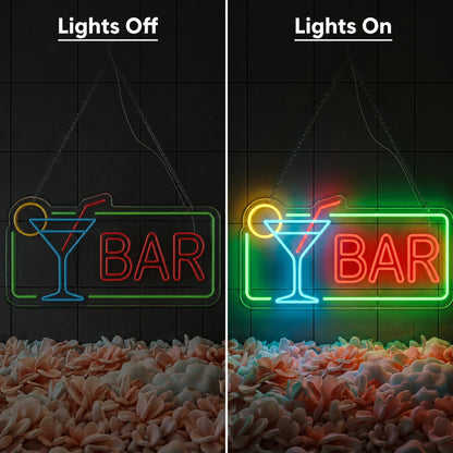 Bar LED Neon Sign Home Wall Art - 06 Day Night Comparison