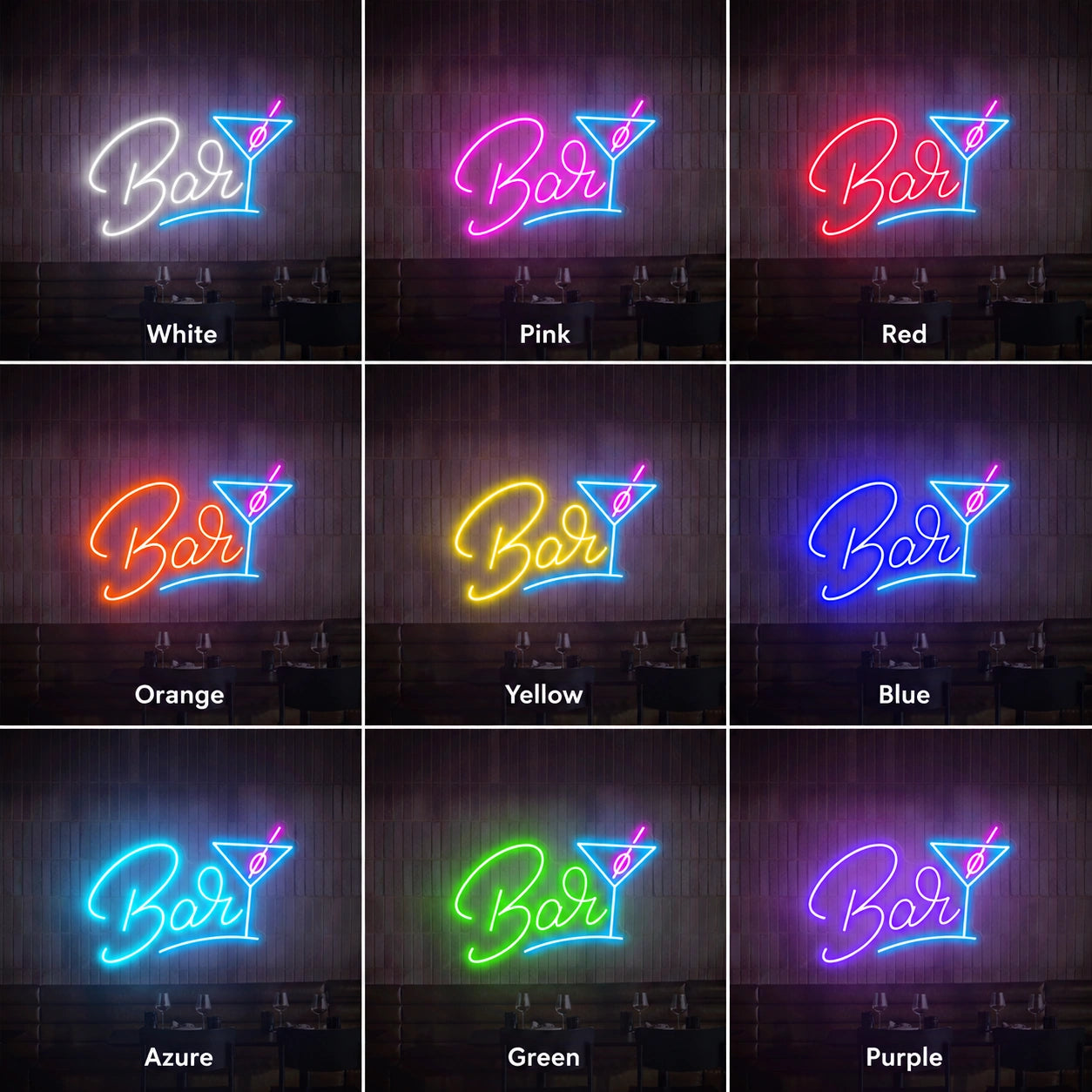 Bar LED Neon Sign Wall Art - 05 Color Grid