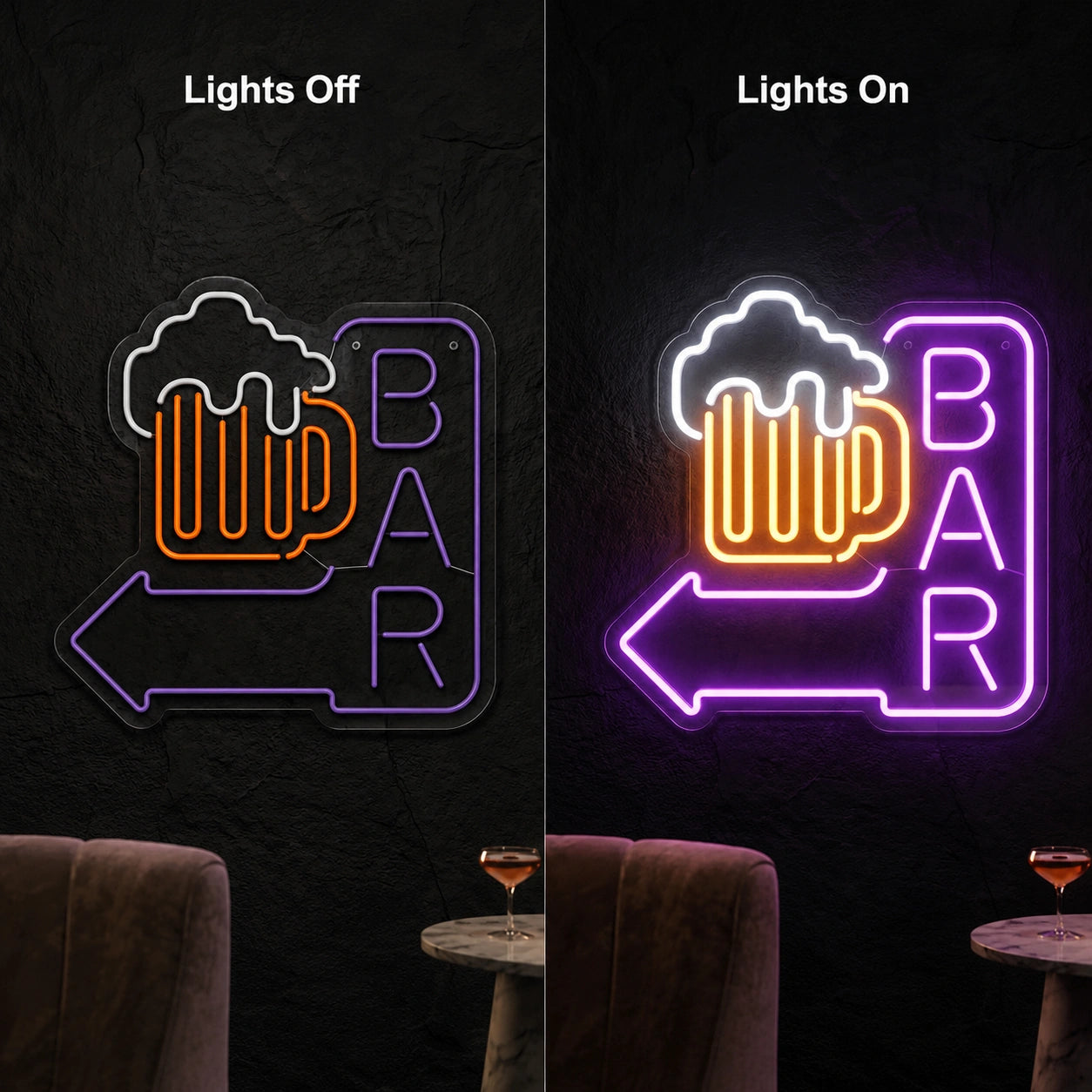 Bar Left Arrow With Beer Mug LED Neon Sign main product image