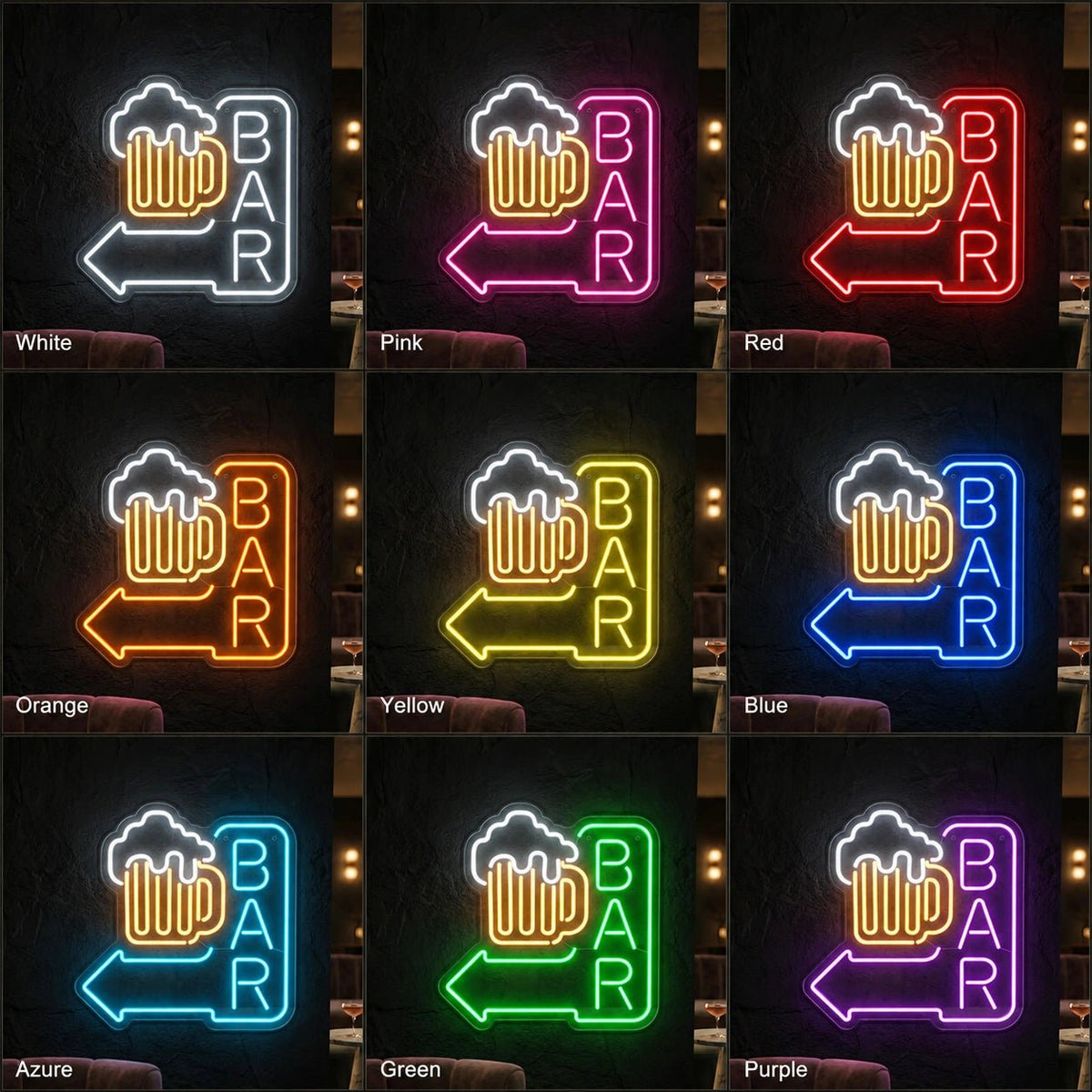 Bar Left Arrow With Beer Mug LED Neon Sign - Shineneon