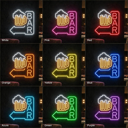 Bar Left Arrow With Beer Mug LED Neon Sign - Shineneon