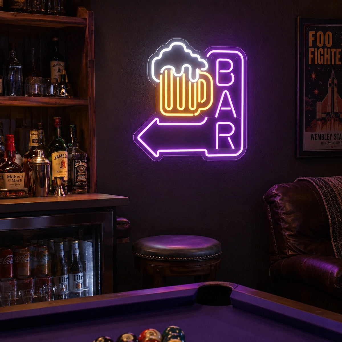 Bar Left Arrow With Beer Mug LED Neon Sign - Shineneon