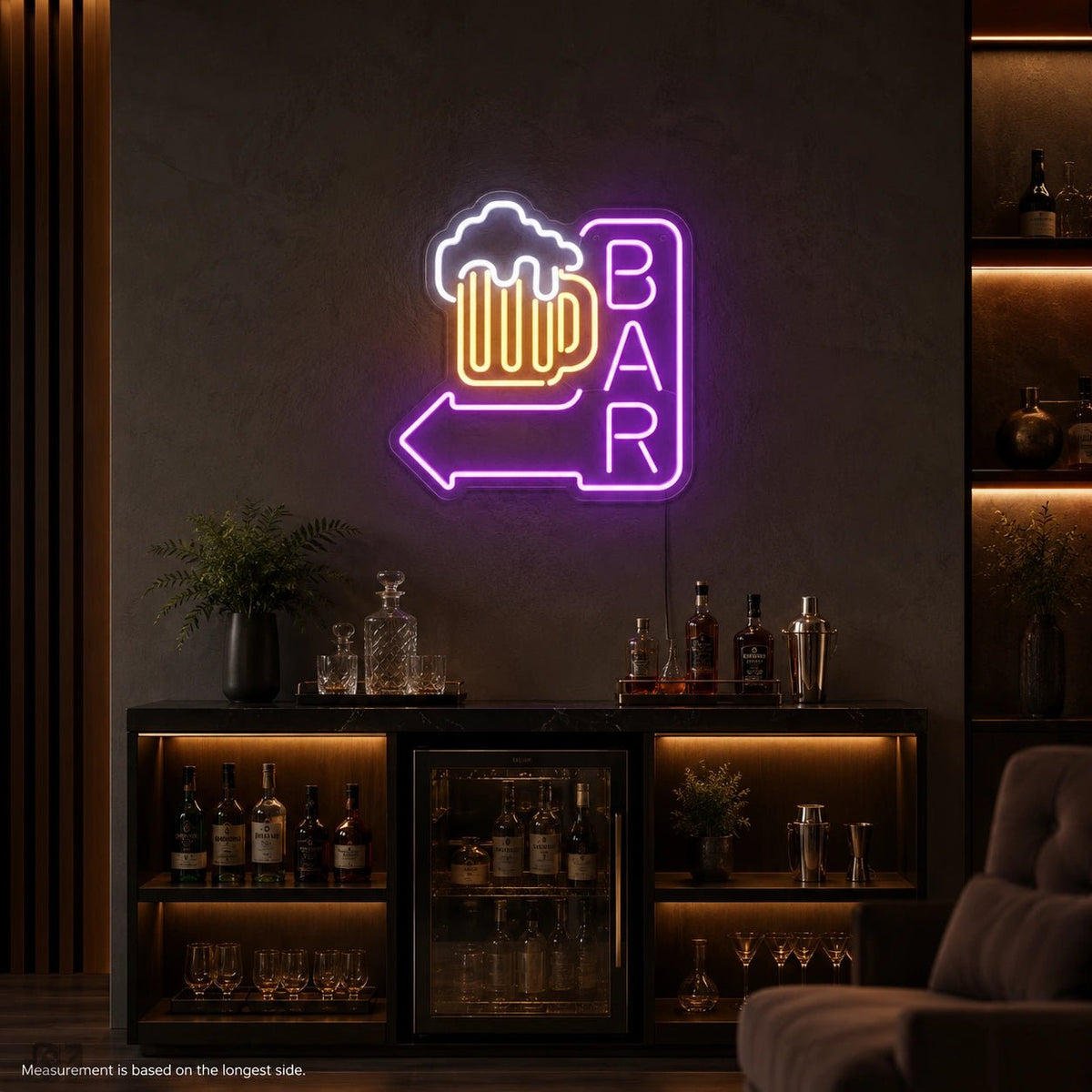 Bar Left Arrow With Beer Mug LED Neon Sign - Shineneon