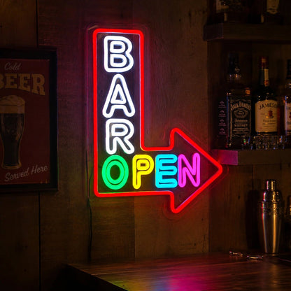 Bar Open Arrow LED Neon Sign - Shineneon