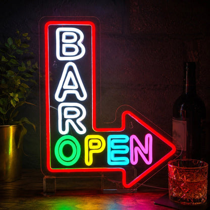 Bar Open Arrow LED Neon Sign - Shineneon