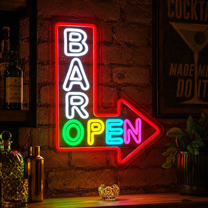 Bar Open Arrow LED Neon Sign - Shineneon