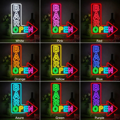 Bar Open Arrow LED Neon Sign - Shineneon