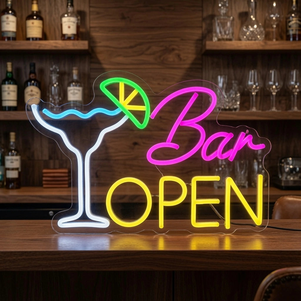 Bar Open Business LED Neon Sign - 03 Real Lifestyle Scene