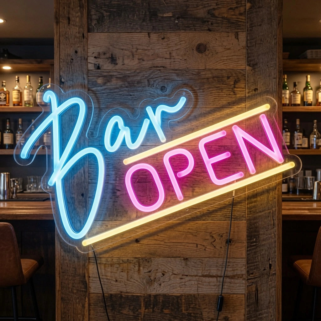 Bar Open Business LED Neon Sign Wall Decor - 03 Real Lifestyle Scene