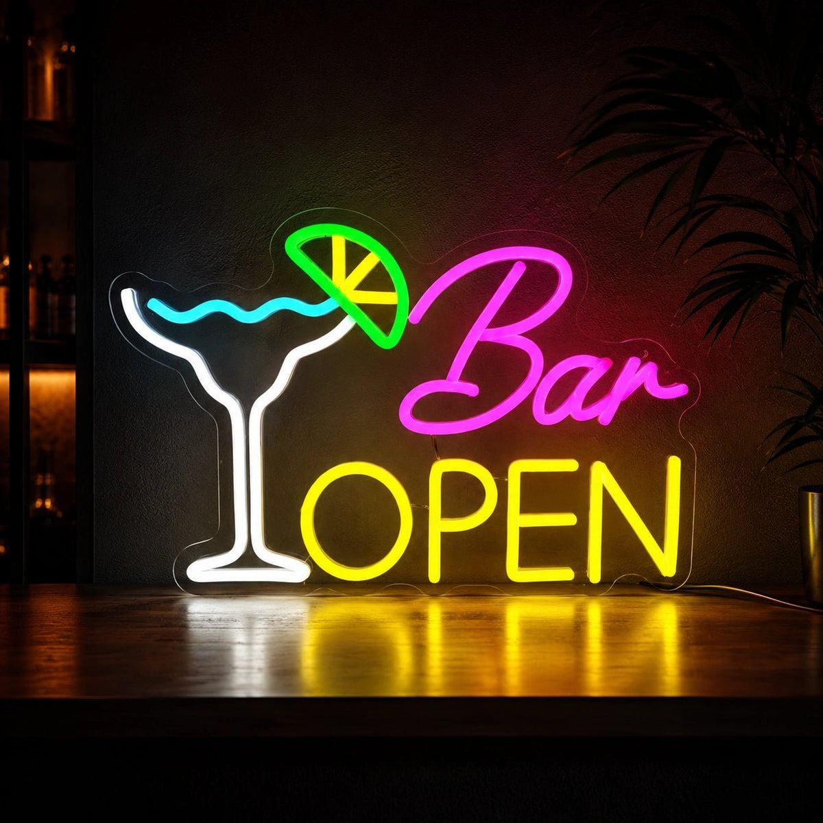 Bar Open Cocktail Glass LED Neon Sign - Shineneon