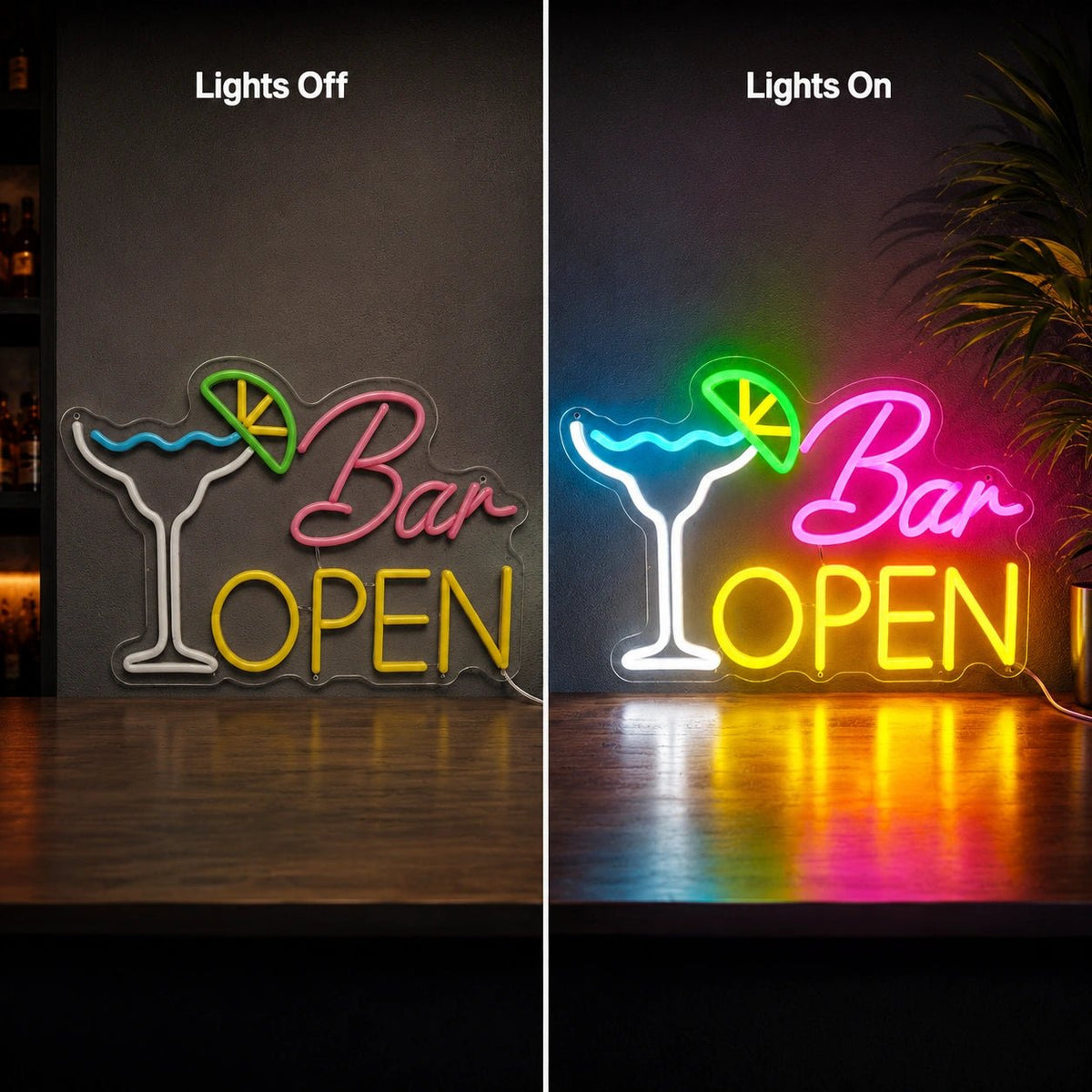 Bar Open Cocktail Glass LED Neon Sign - Shineneon