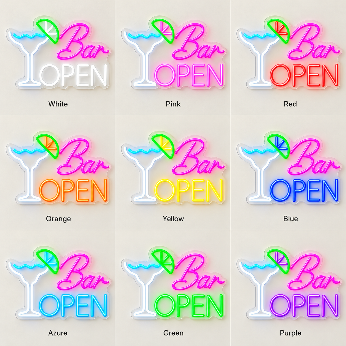 Bar Open Cocktail LED Neon Sign