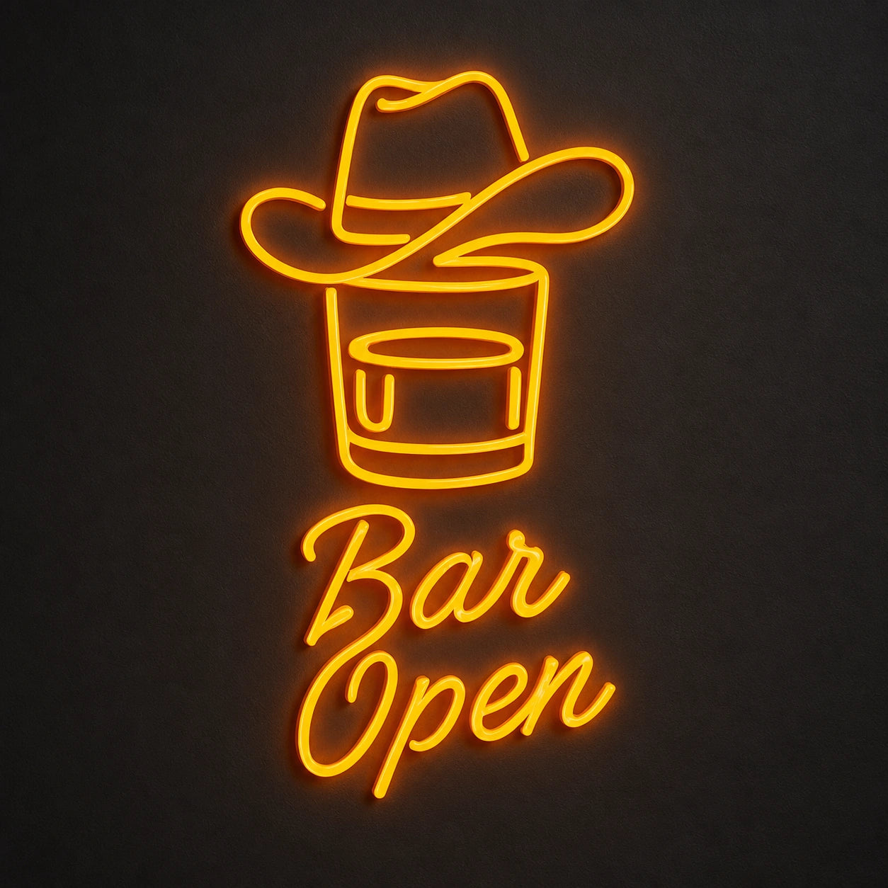 Bar Open Cowboy Hat Whiskey Vintage LED Neon Sign main product image