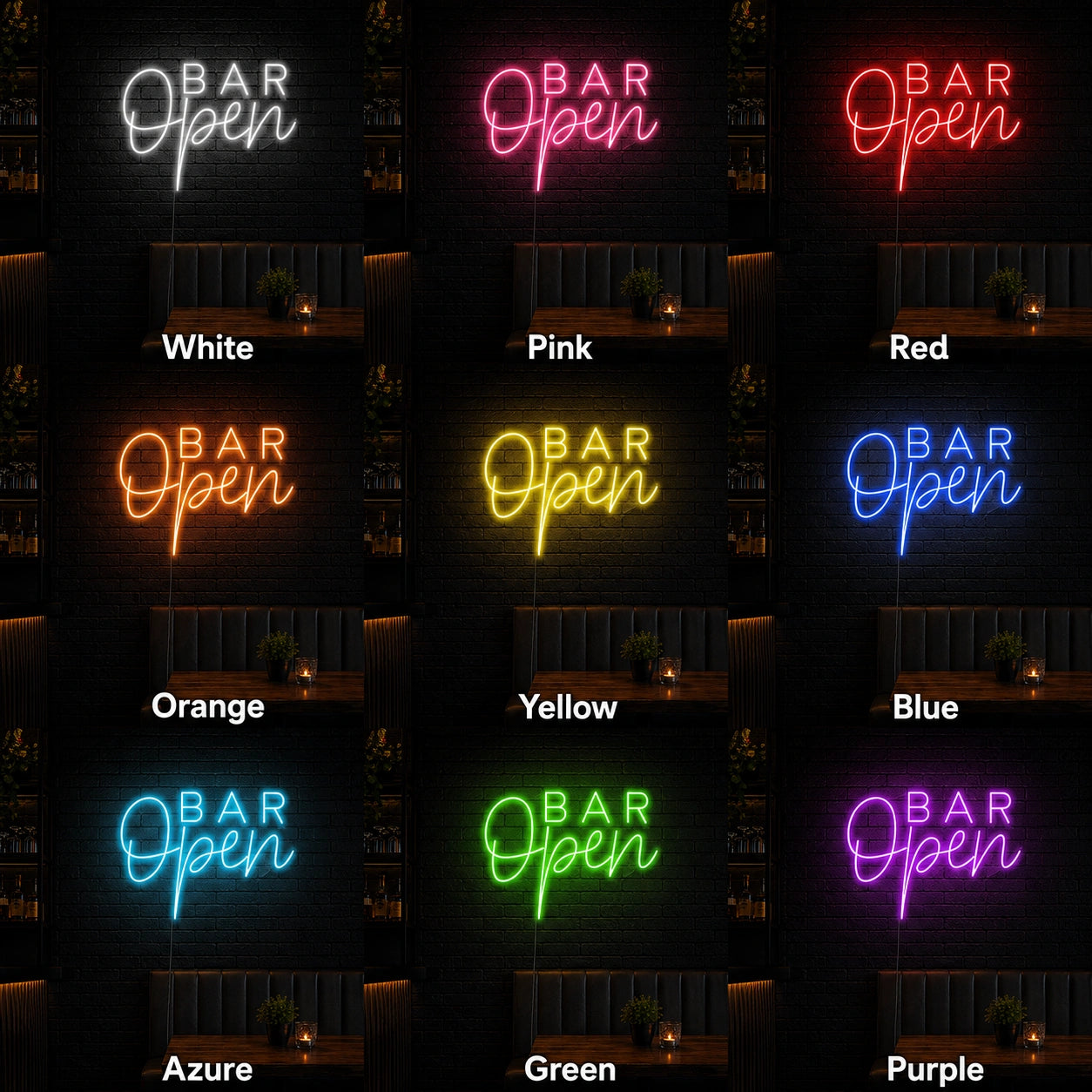 Bar Open LED Neon Sign - 05 Color Grid