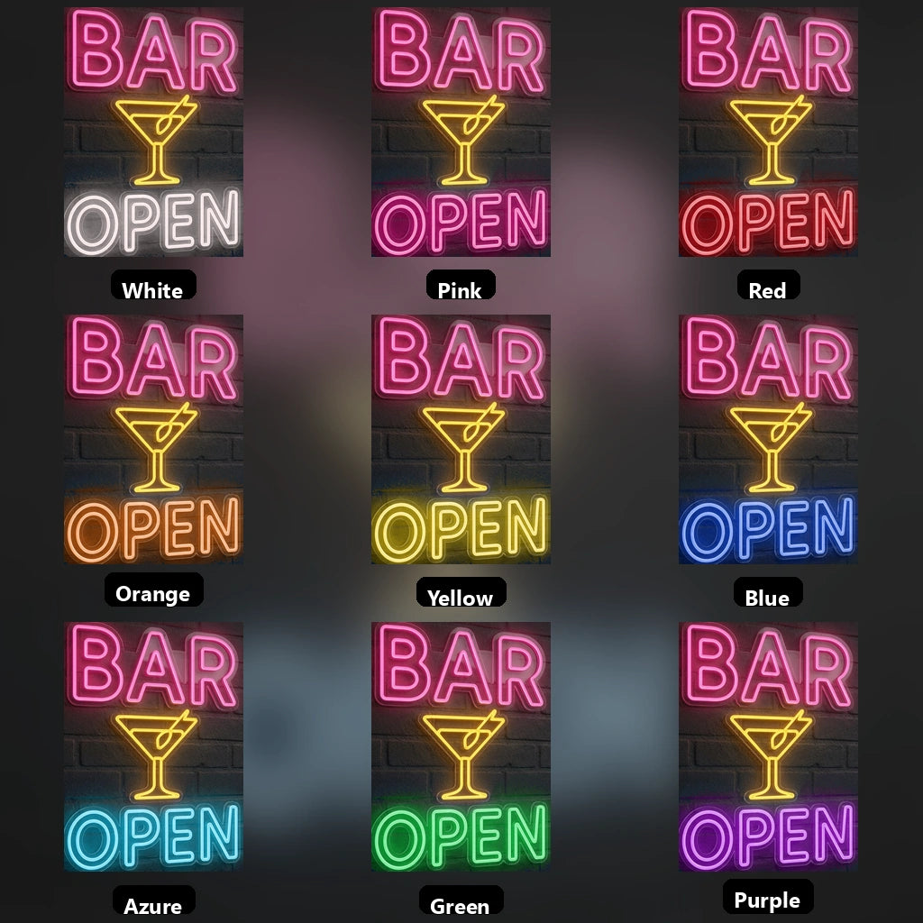 Bar Open LED Neon Sign Home Decor - 05 Color Grid