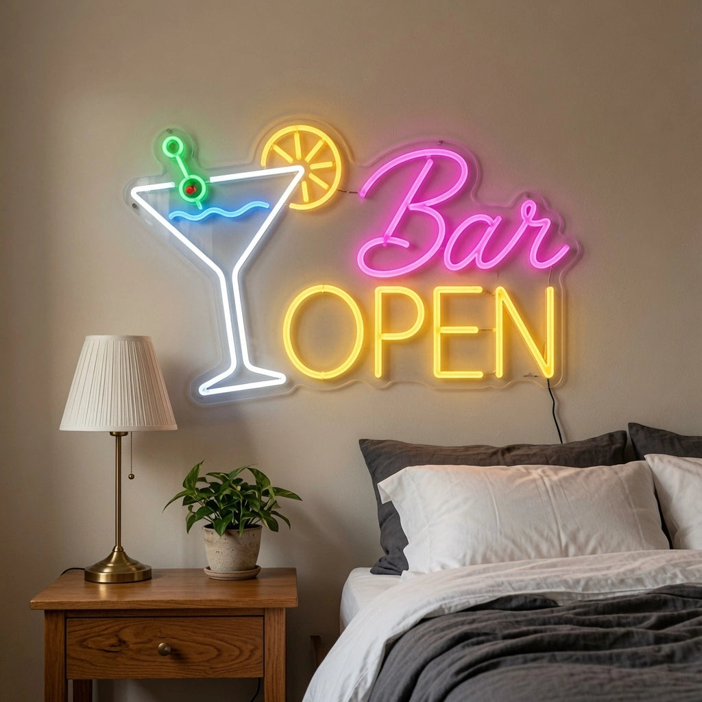 Bar Open LED Neon Sign Home Wall Art - 03 Real Lifestyle Scene