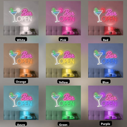 Bar Open LED Neon Sign Home Wall Art - 05 Color Grid