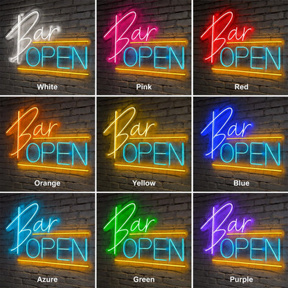 Bar Open LED Neon Sign Wall Art - 05 Color Grid