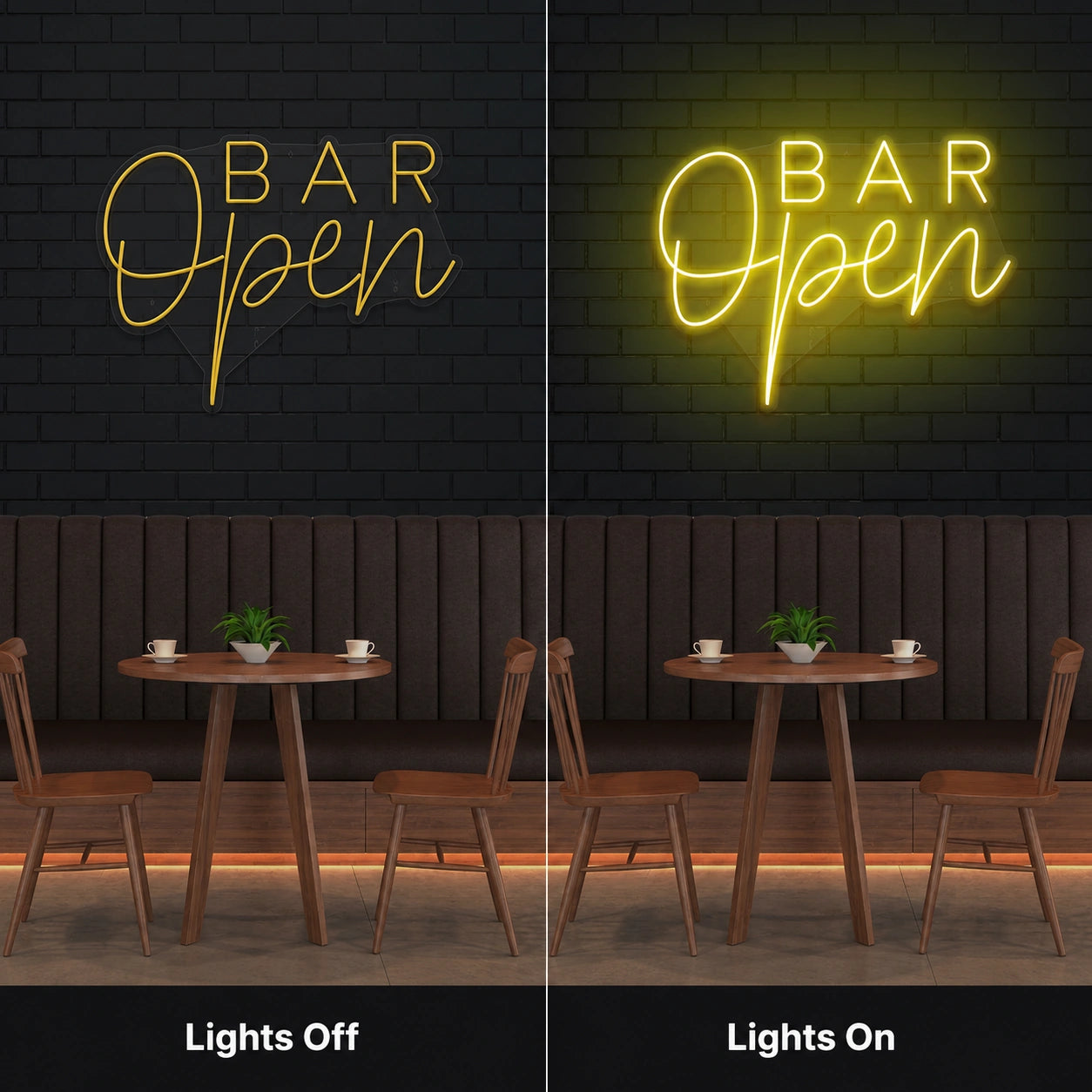 Bar Open LED Neon Sign Wall Neon Sign - 06 Day Night Comparison