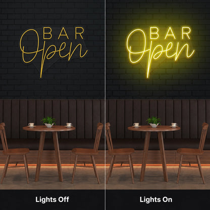 Bar Open LED Neon Sign Wall Neon Sign - 06 Day Night Comparison